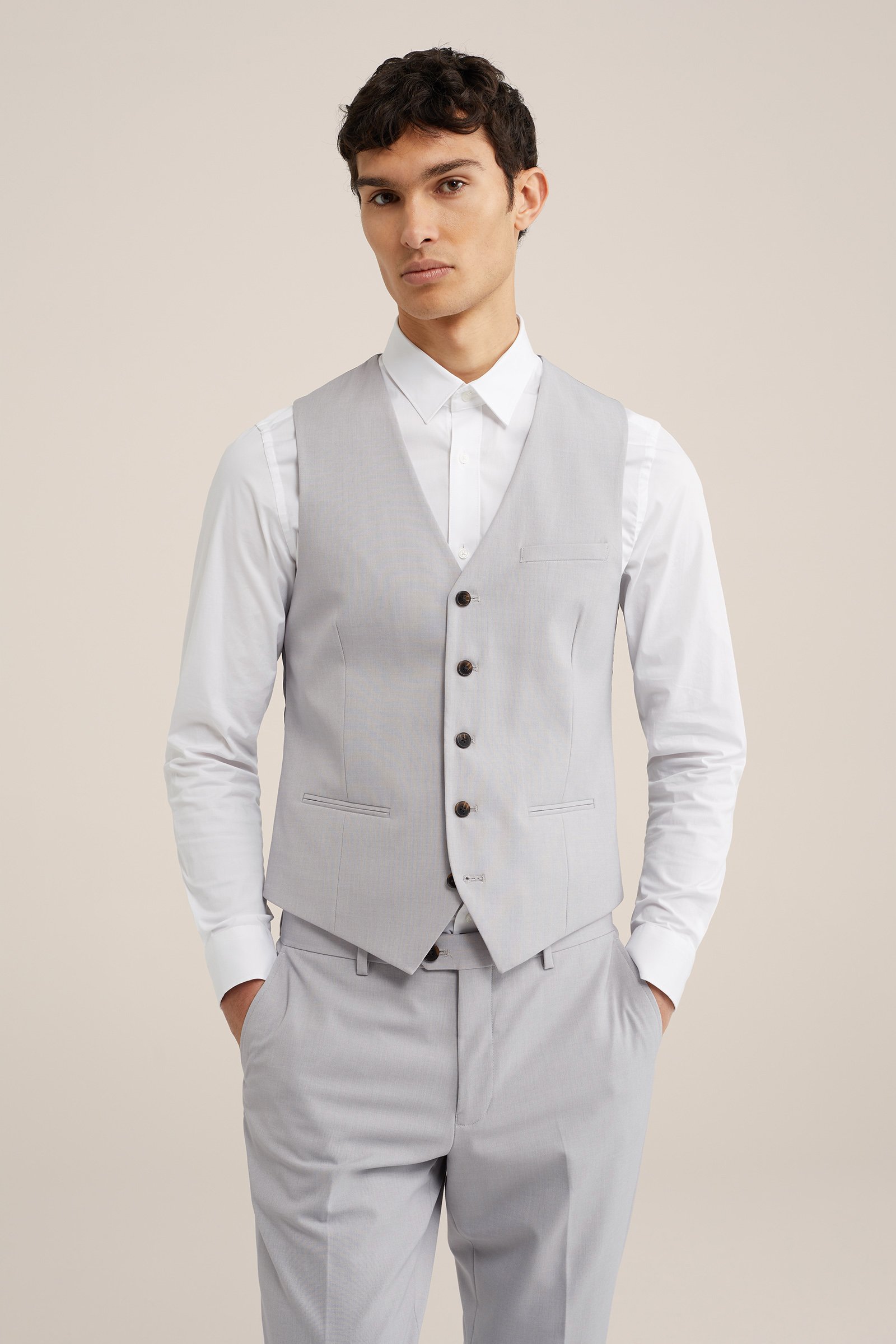 slim fit gilet met stretch Fundamentals Lichtgrijs