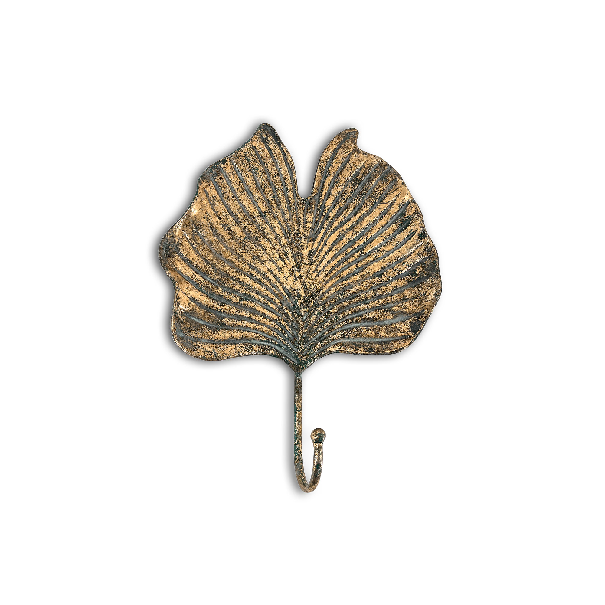 Wandhaken 'Gingkoblatt', antik kupfer, H 37 cm, B 29 cm, L 7 cm von fischer's lagerhaus