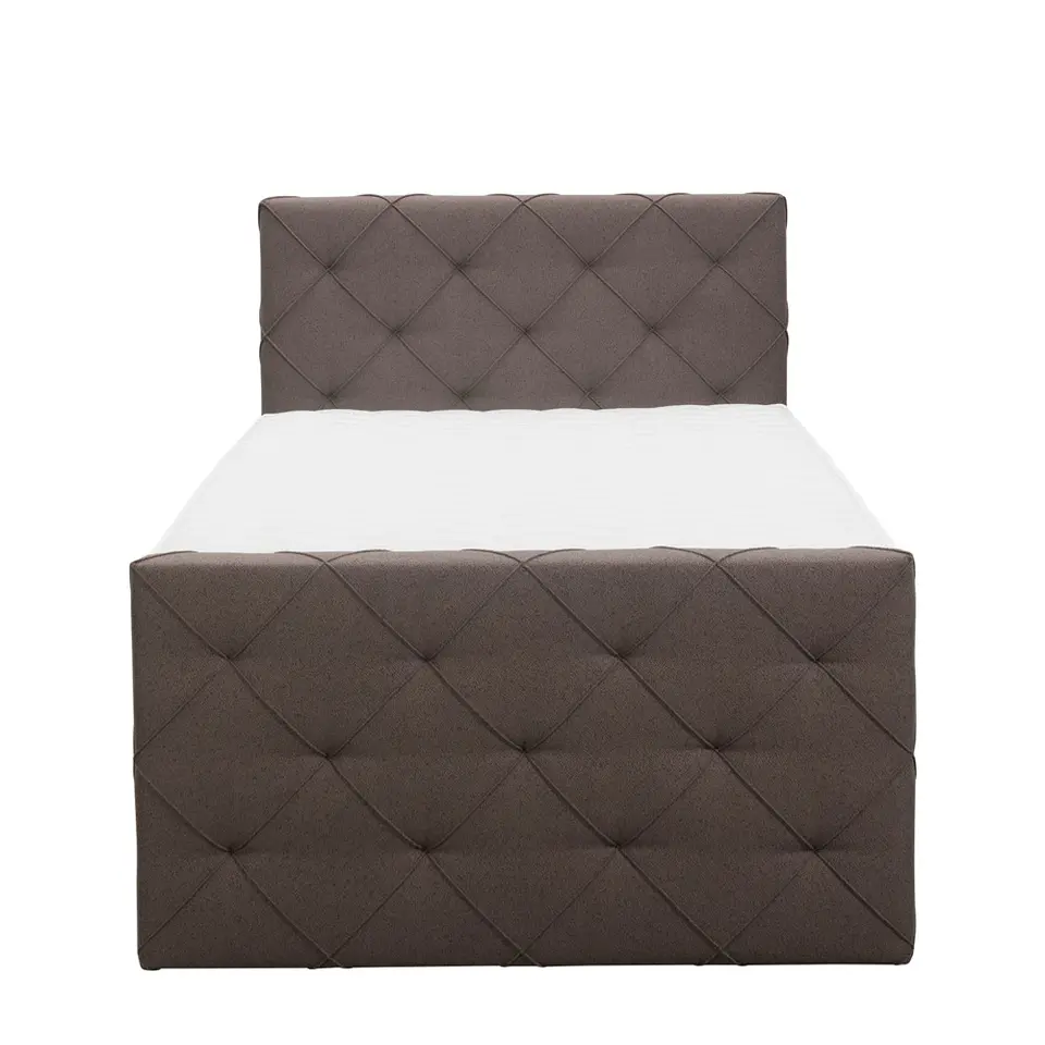 Boxspring met voetbord Liv geruit - donkerbruin - 120x200 cm - slanke poot