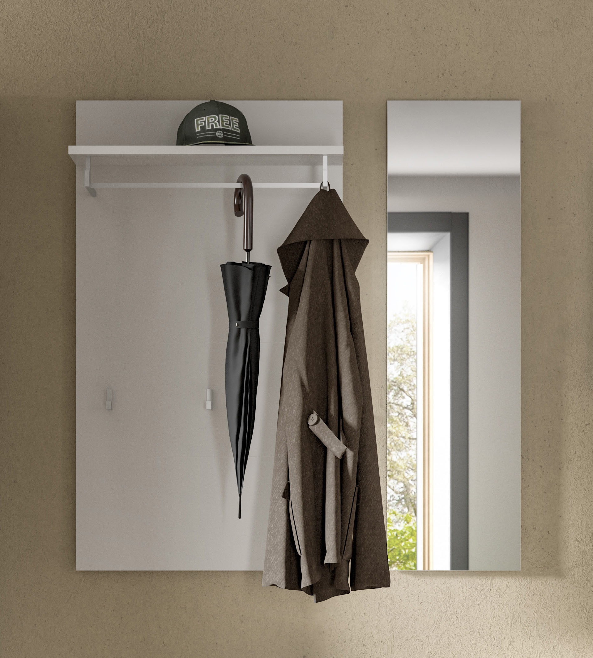 INOSIGN Garderobenpaneel »AOSTA-PANEEL« 2 Stk. tlg. Paneel mit Spiegel, Breite: 60 cm, Garderobe, Flur, Diele
