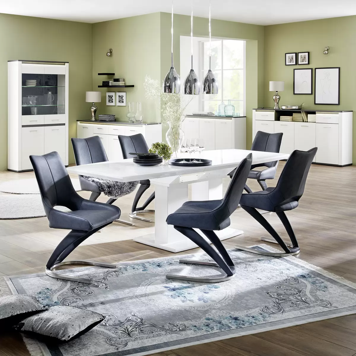 Highboard Alassio weiss,grau