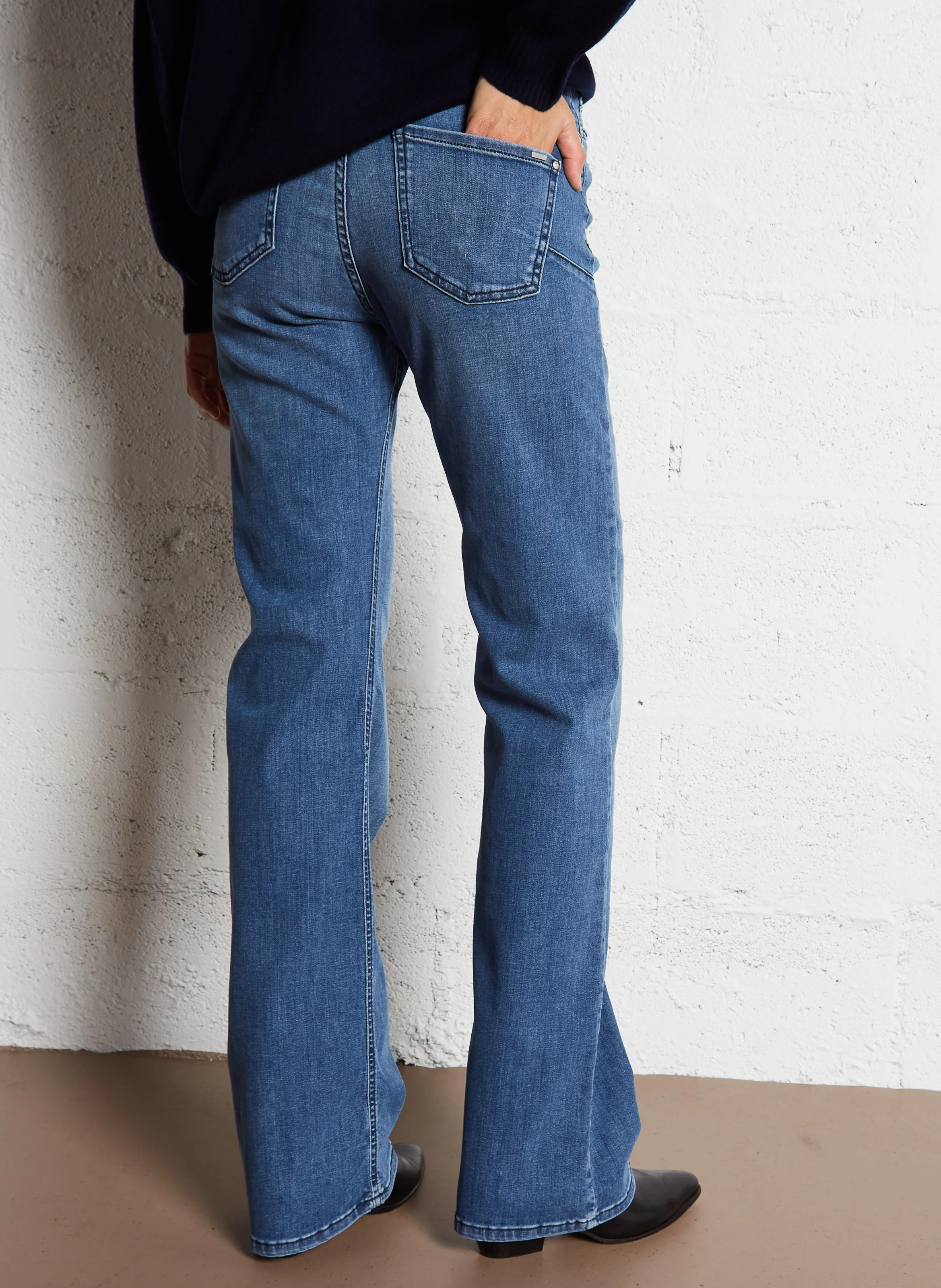 Jean flare en coton | Jean Délavé
