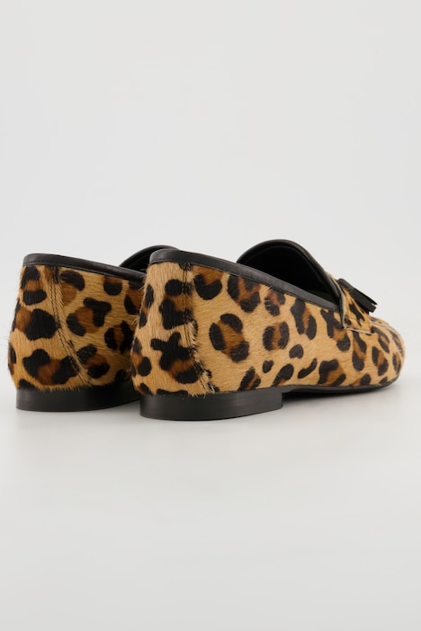Loafer, Felloptik, Leomuster, Lederfutter, Weite H
