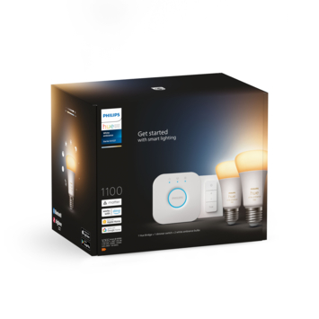 Philips Hue starterkit - warm tot koelwit licht 11W - 2 lampen met dimmer switch - E27