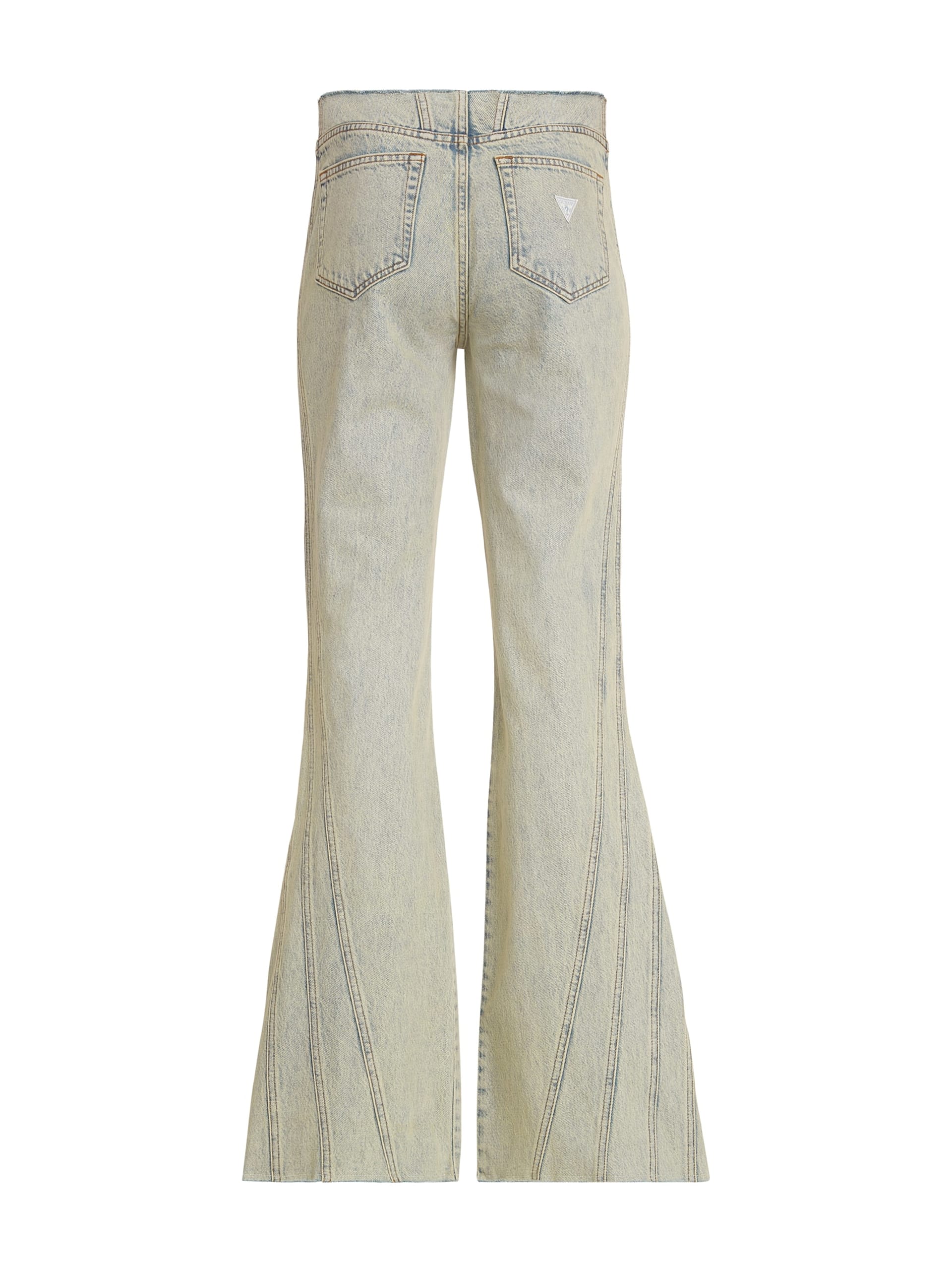 calças flare de jeans com painéis
