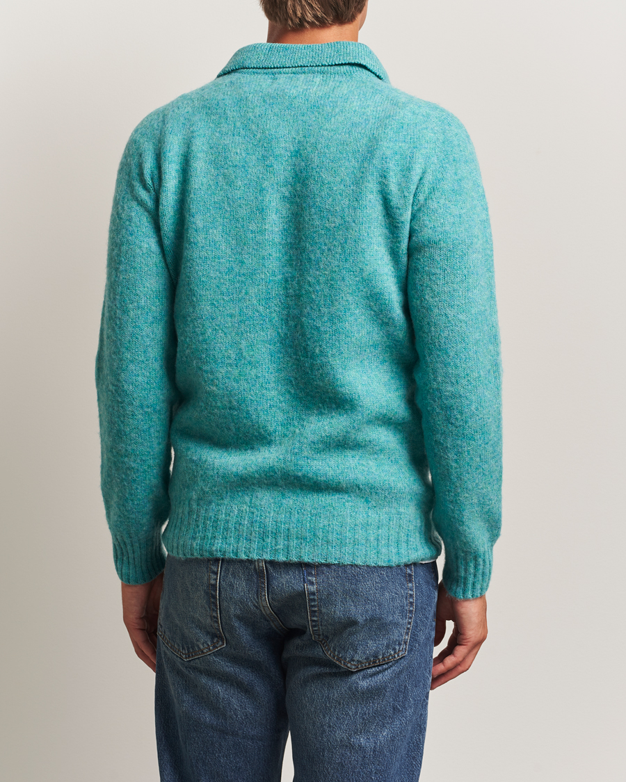 Harley Of Scotland Brushed Supersoft Lambswool Polo Hummingbird
