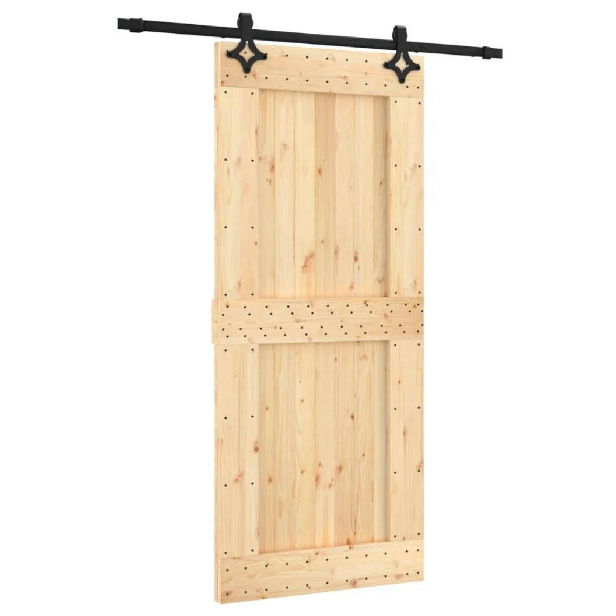 vidaXL Porte coulissante et kit de quincaillerie - 90x210 cm - Pin massif