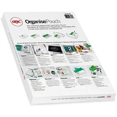 GBC® Laminiertasche Organise, A4+, 75 Micron, glänzend, 25 Stück, glasklar