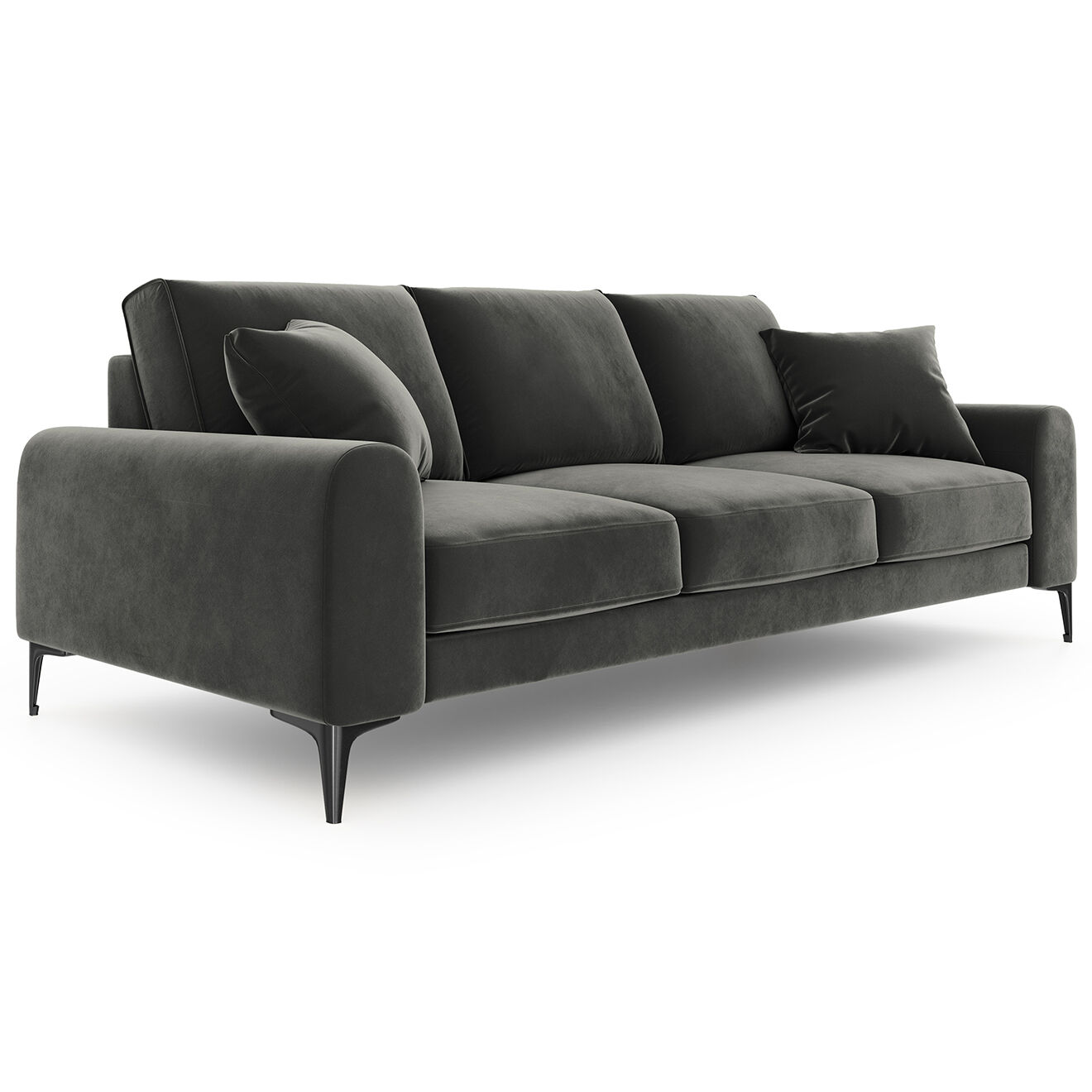 Mazzini Sofas Canapé Velours Madara gris foncé - 222x102x90 cm