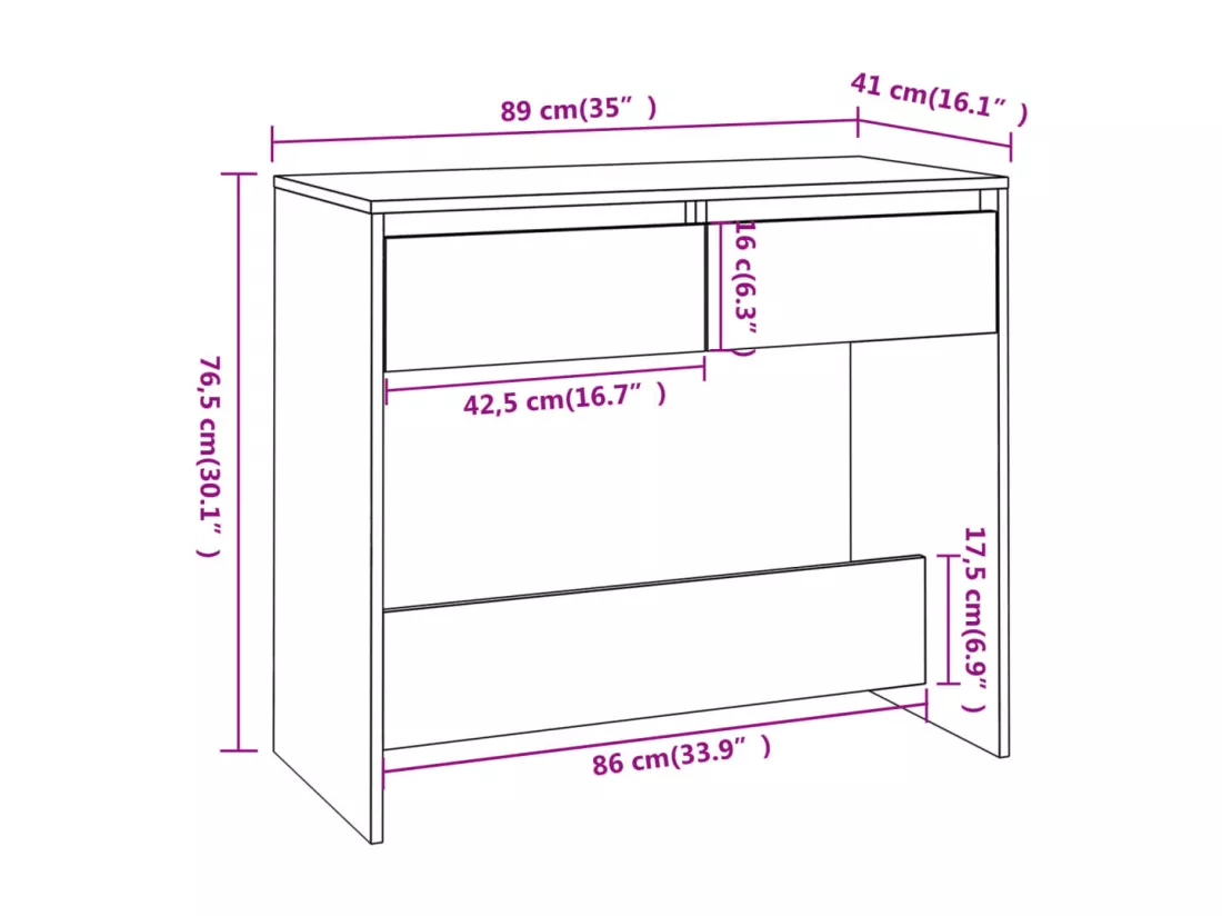 Table console Blanc 89x41x76,5 cm Acier
