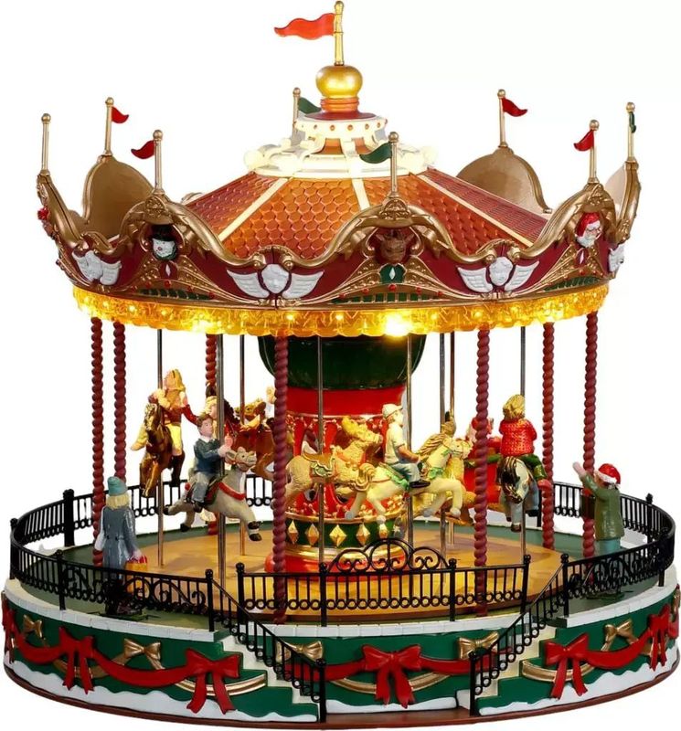 Lemax - Santa Carousel - Verlichte Attractie - Inclusief Adapter - Animatie en Muziek