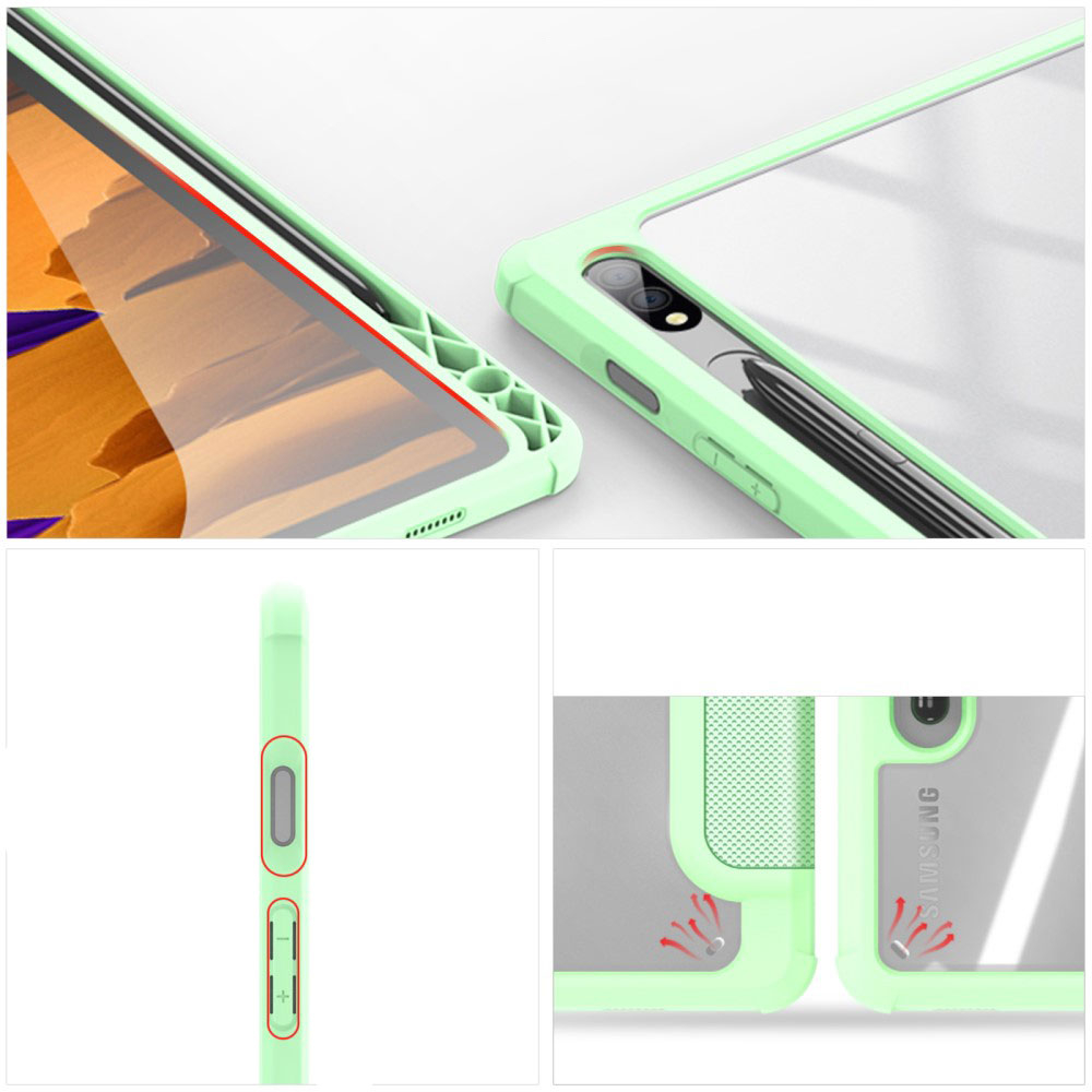 Samsung Galaxy Tab S8 / Tab S7 Leder Tasche Smart Cover Schutzhülle   S-Pen Halter - Grün