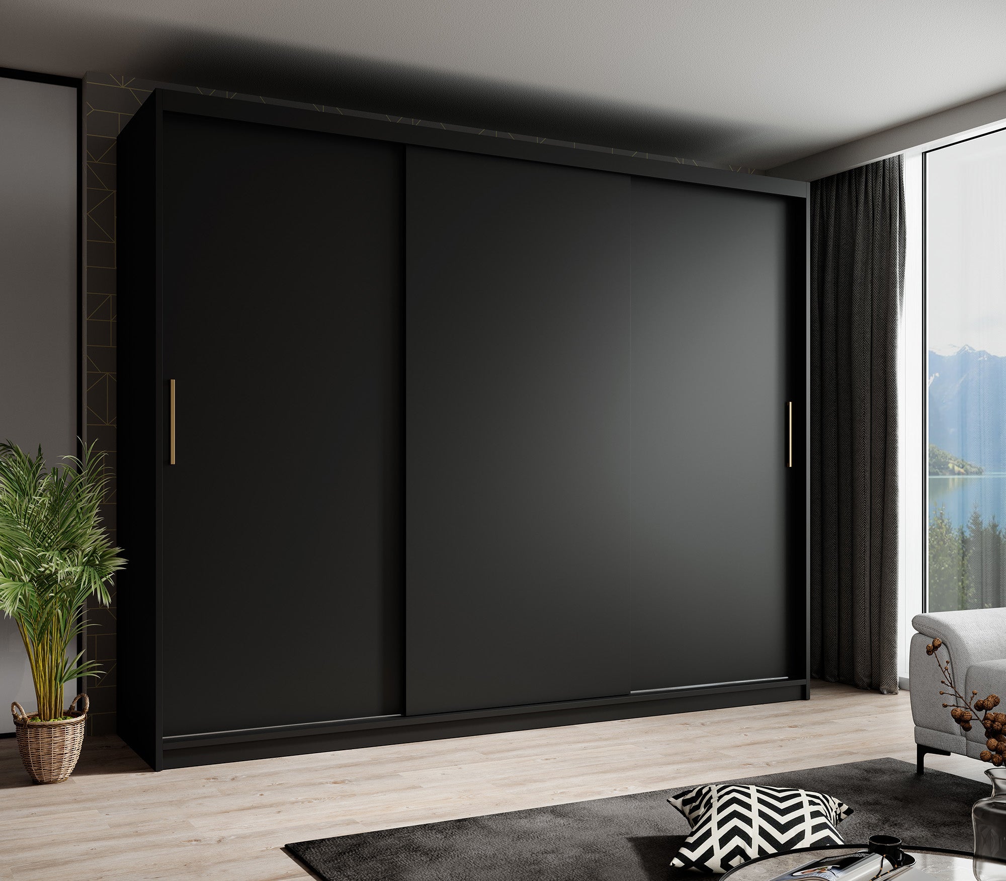 Meubella - Kledingkast Mandalin - Zwart - 250 cm