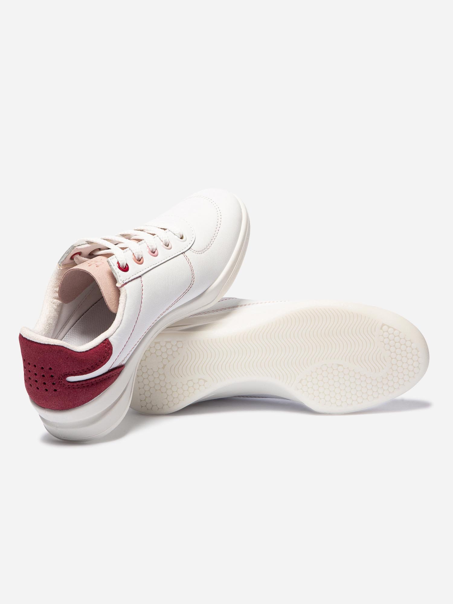 Baskets Femme Fabriquées en France Cuir Blanc Bordeaux
