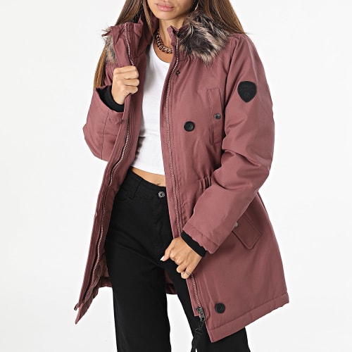 Parka Capuche Fourrure Femme Iris Rose Foncé