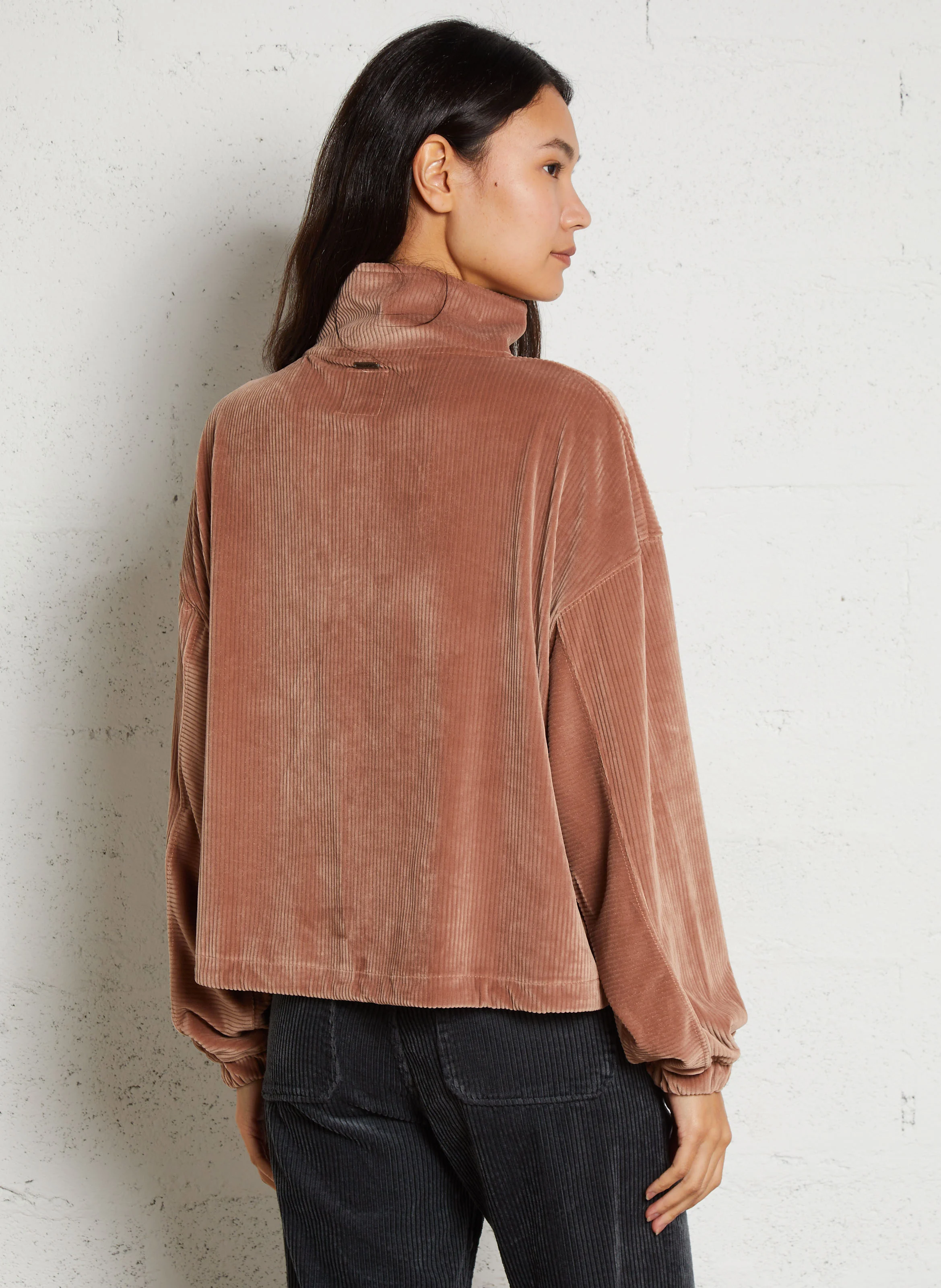 COFFEE TIME - Pull ample col montant | Marron