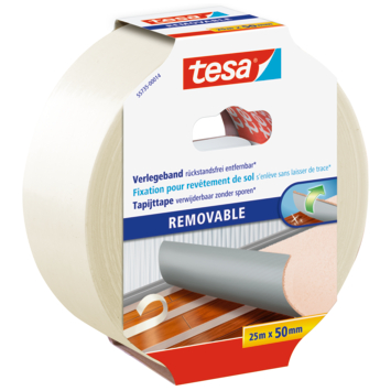Tesa tapijttape verwijderbaar wit 25 m x 50 mm