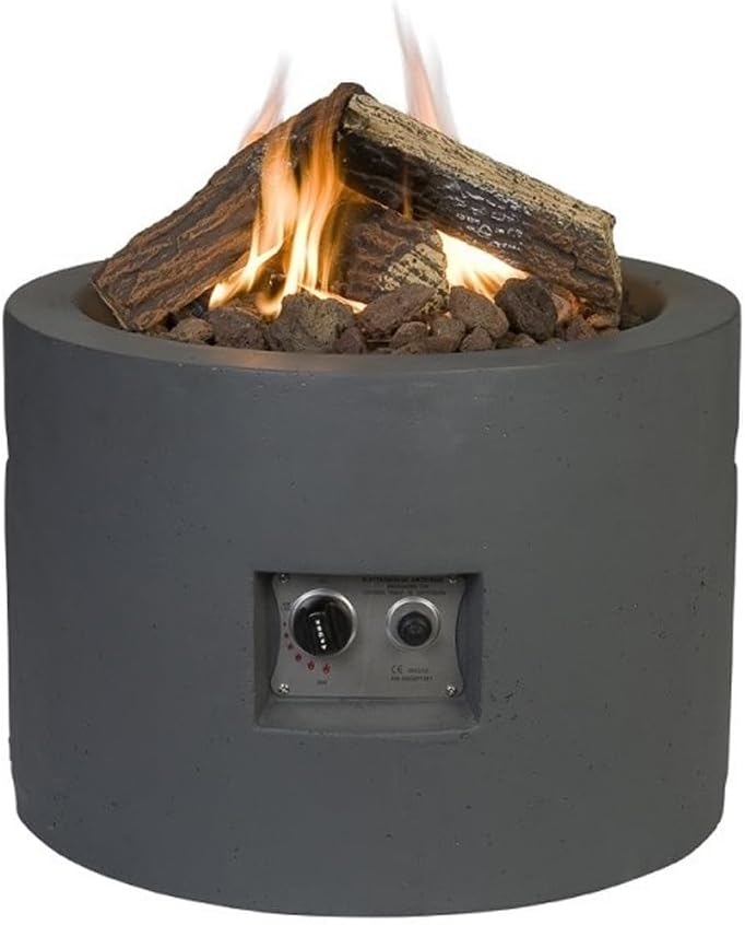 Feuertisch Rund Gartenkamin mit Gas, Farbe:Anthrazit/Grau
