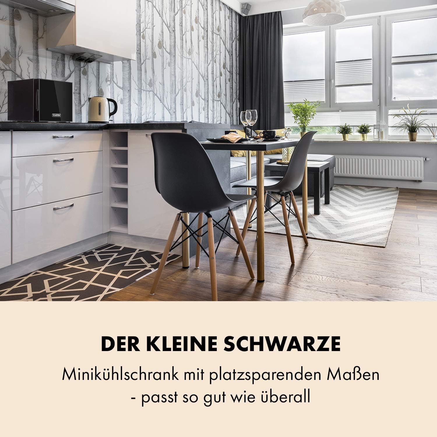 Klarstein Frosty Mini-Kühlschrank - kompakte Minibar mit Thermoelektrischem Kühlsystem, freistehend, 10 Liter Fassungsvermögen, Kühlung: 12-18 °C, schwarz, 33,5 x 30 x 34 cm (BxHxT)