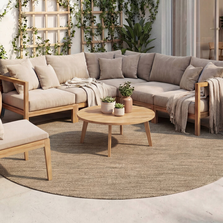 Rond buitenkleed - Malta Melange Naturel | Budgettopper!