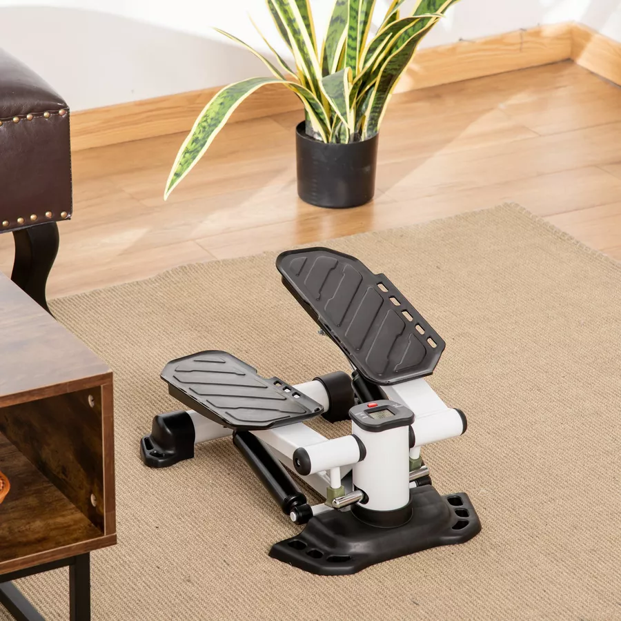 HOMCOM Mini Stepper mit LCD-Bildschirm und Pedalen schwarz, weiß