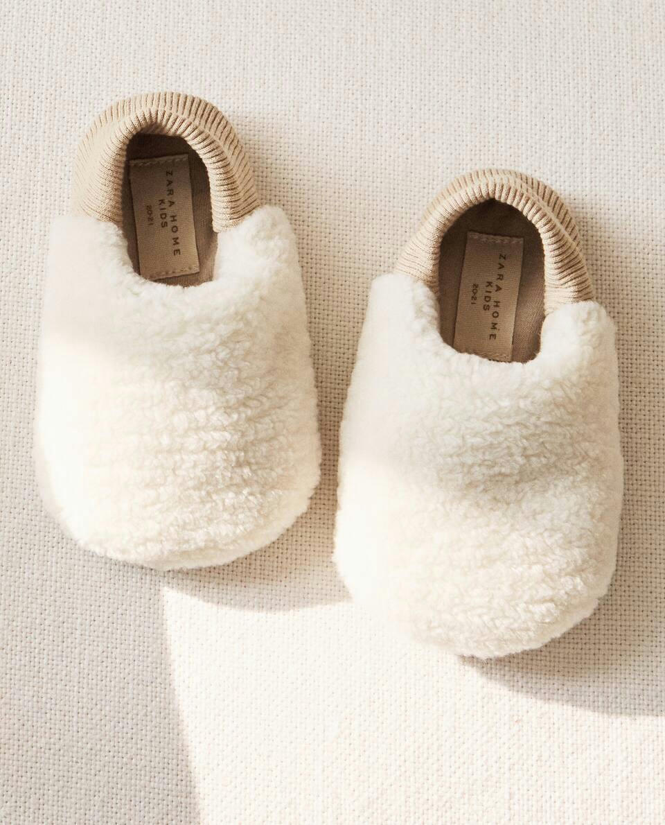 pantufas babouche de imitação de pele de carneiro