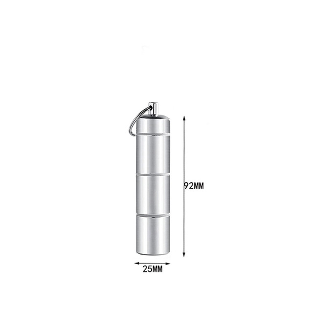 (90x25mm) Metall Medikamenten Dosierer 3 Tage Dosett Tablettenbox Supplements Pillendose Schlüsselanhänger - Silber