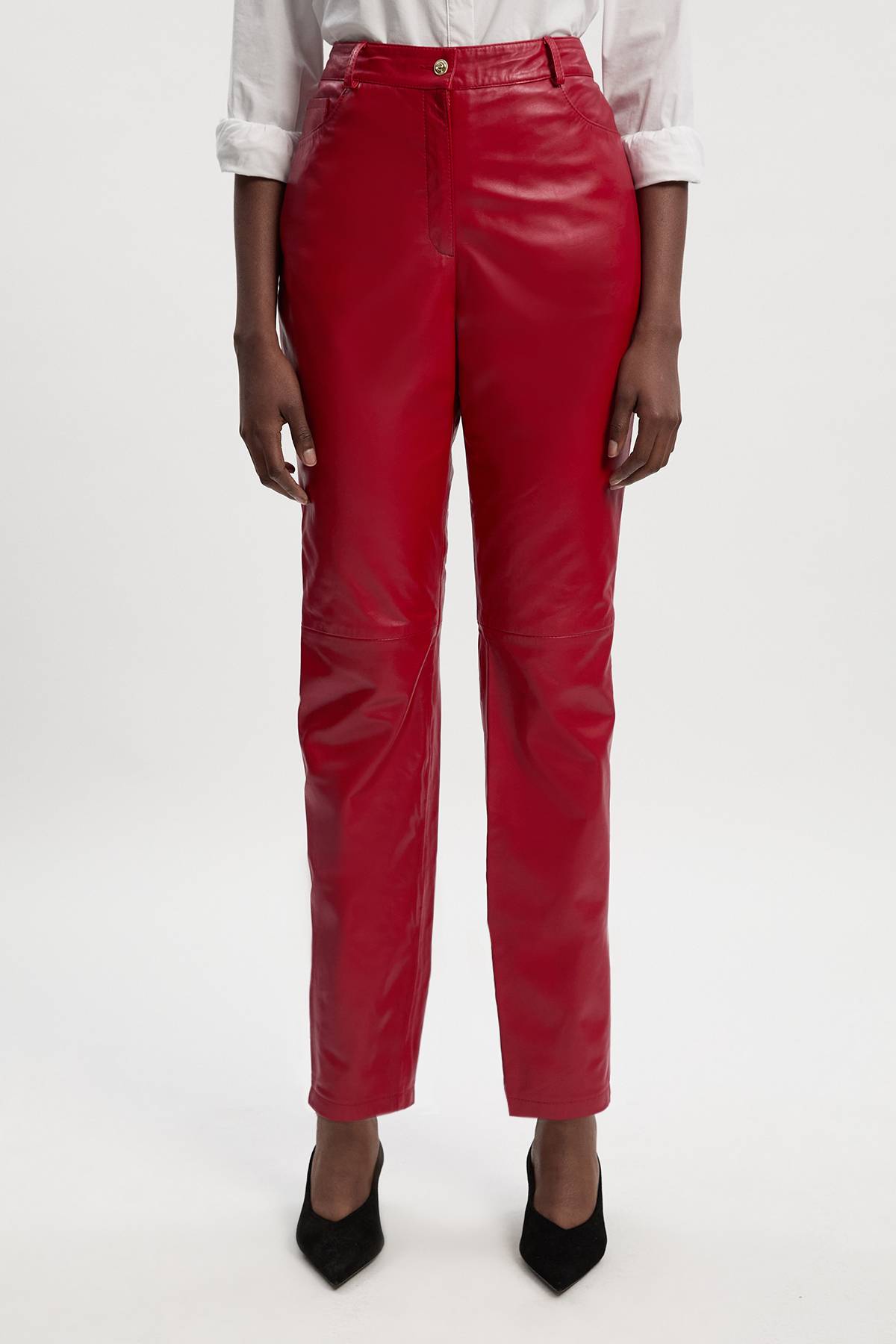 KarenMillen Pantalon Droit en Cuir
