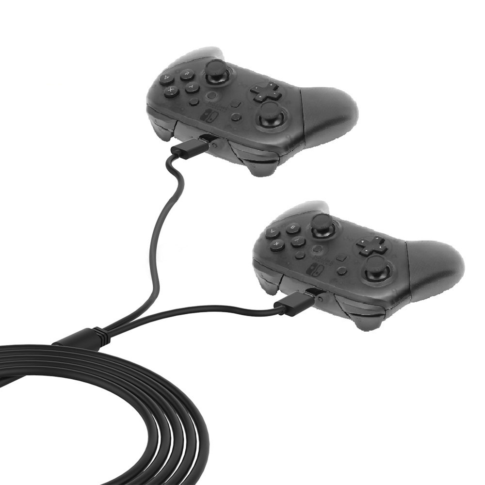 (3m) 2in1 Dual USB C Ladekabel für Smartphone / PlayStation PS5 / Nintendo Switch - Schwarz
