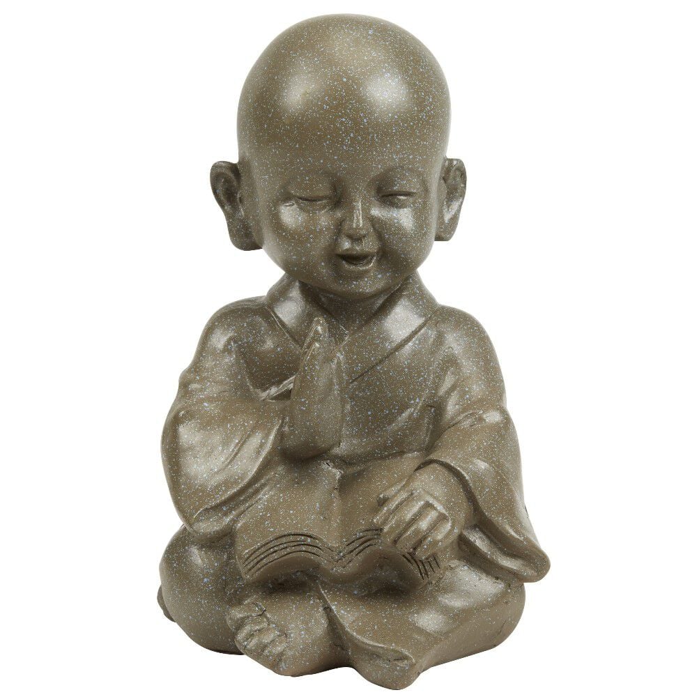 Statuette moine sagesse en résine gris