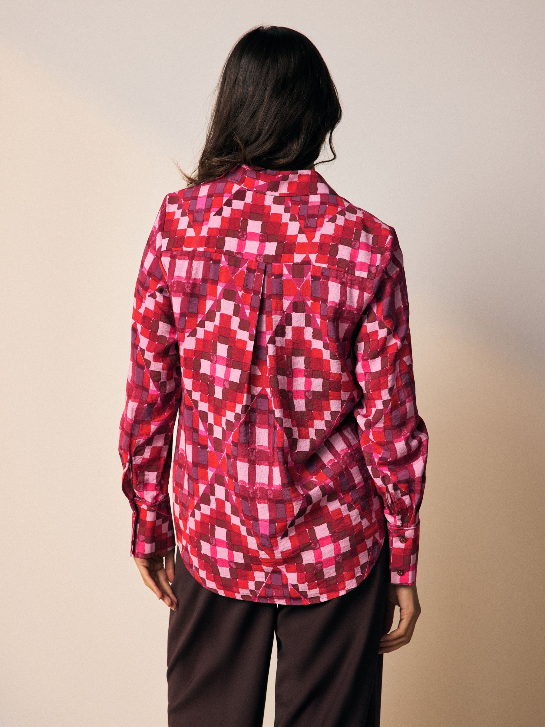 Roze met geometrische print - Overhemd met lange mouwen en knoopsluiting