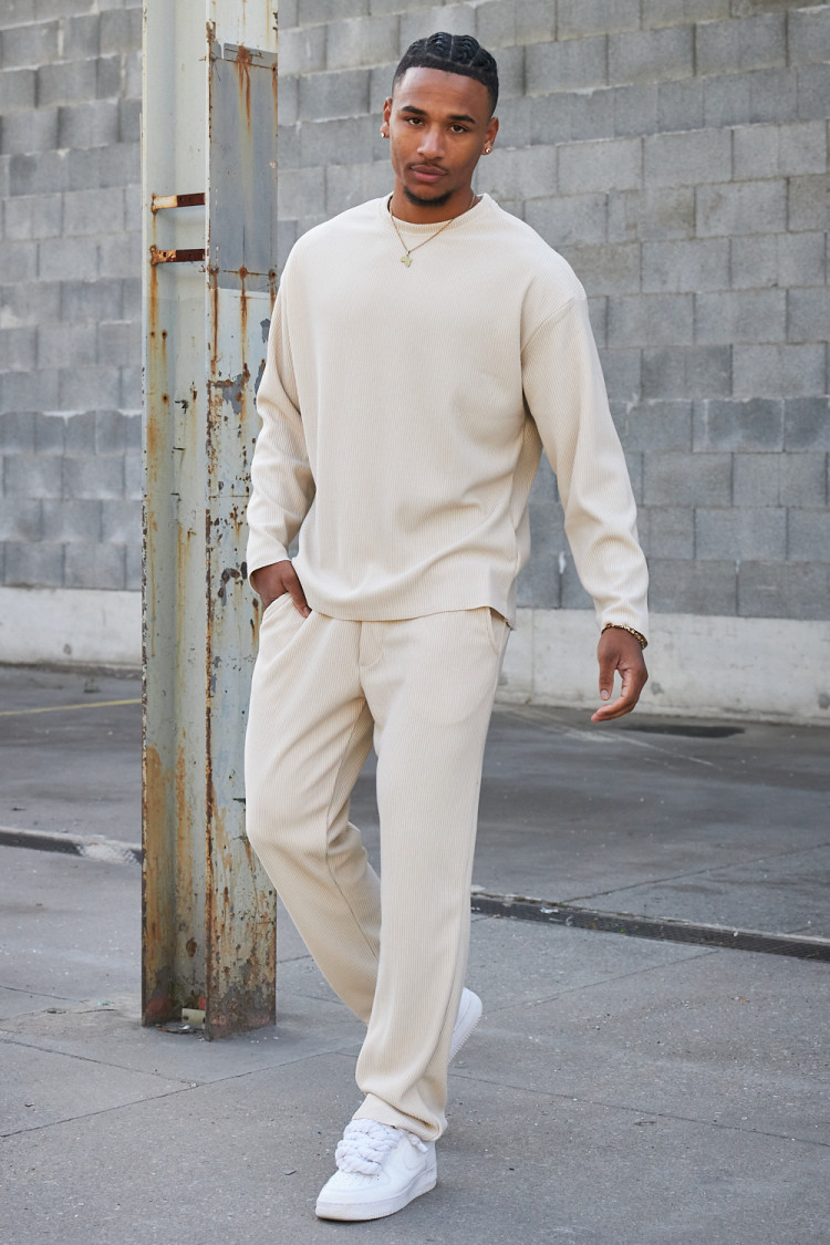 Ensemble 2 pièces pull + pantalon beige