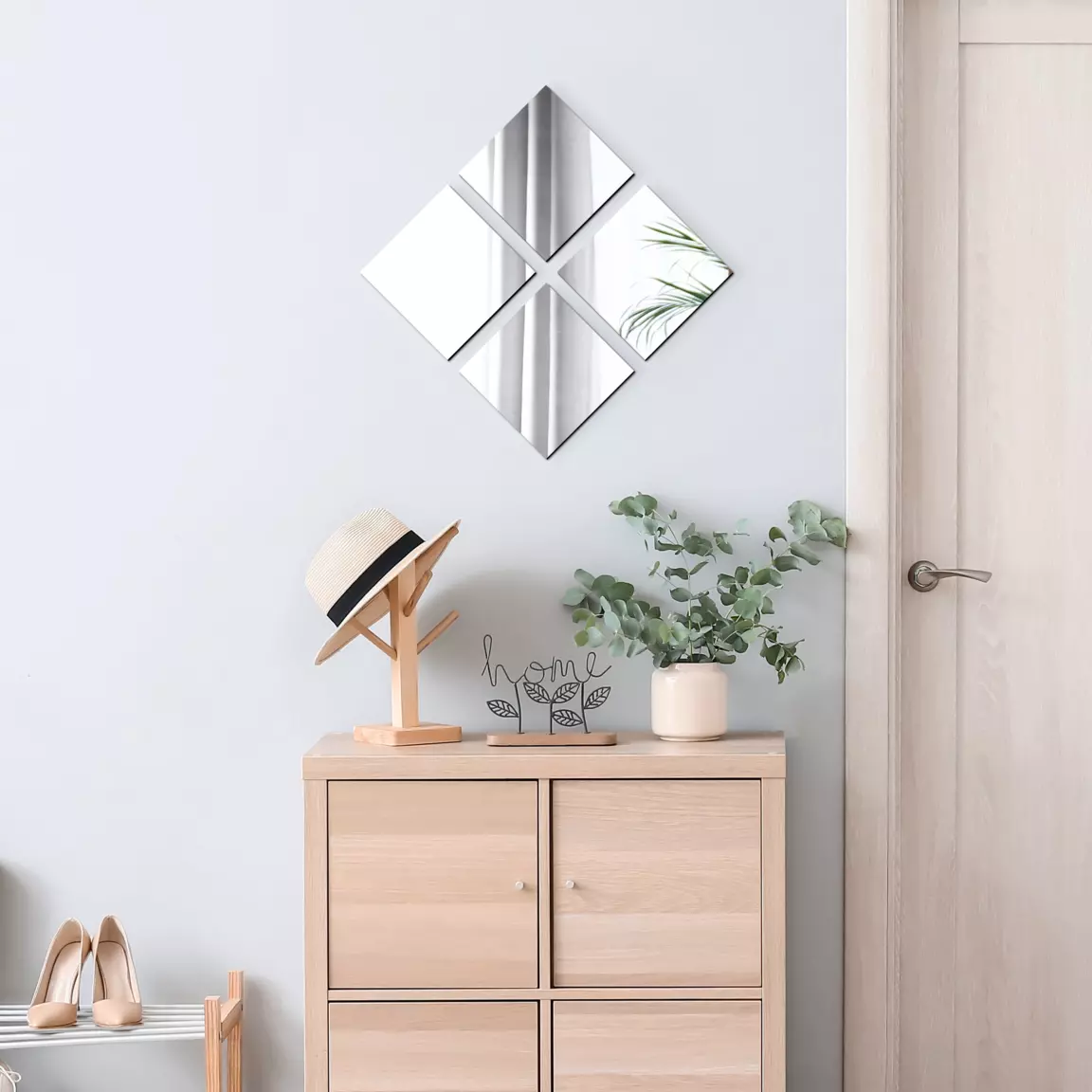 Lot de 4 miroirs adhésifs (H20 cm) Carrés