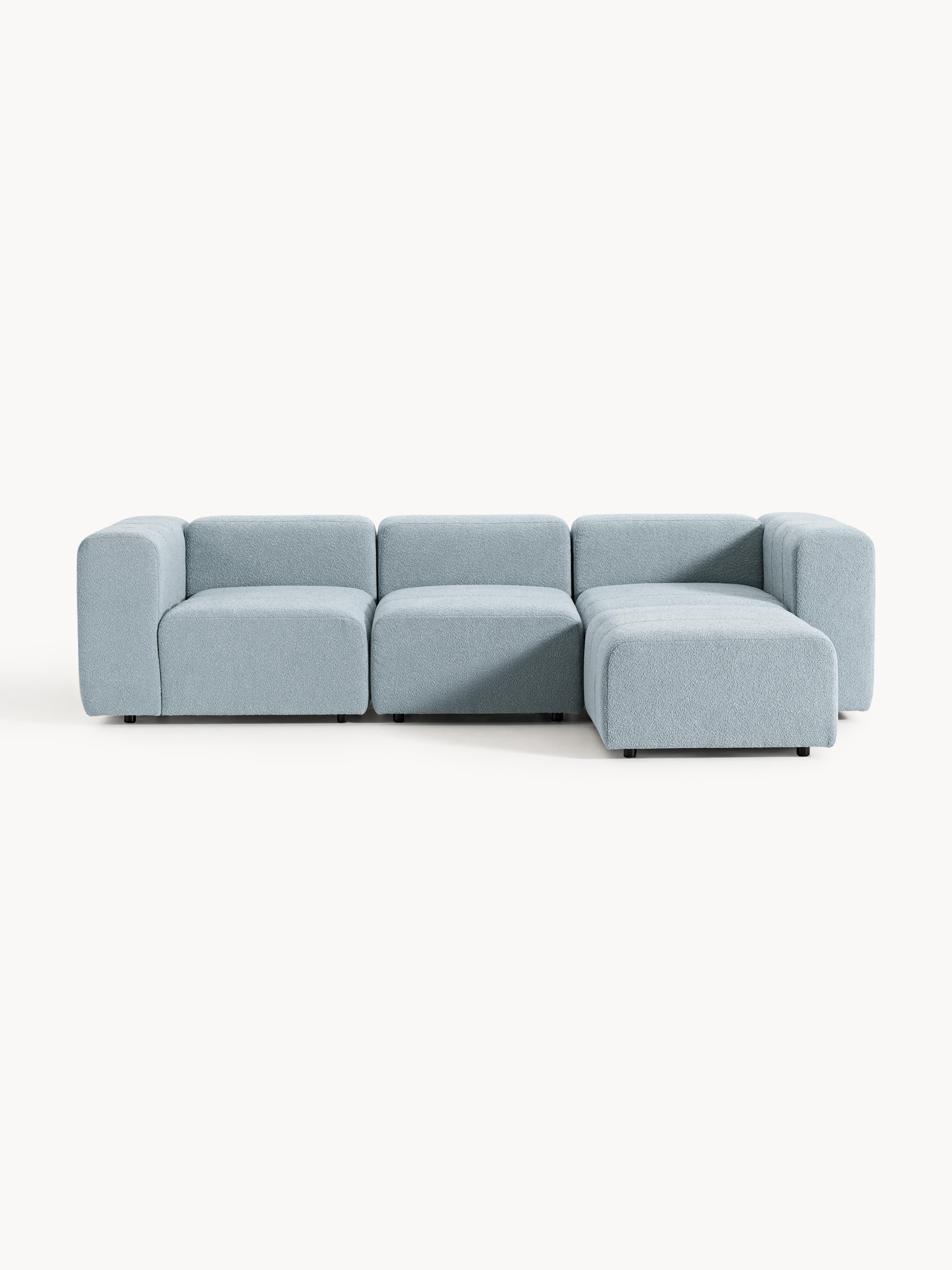 Modulaire bouclé bank Lena (4-zits) met poef (links/rechts)