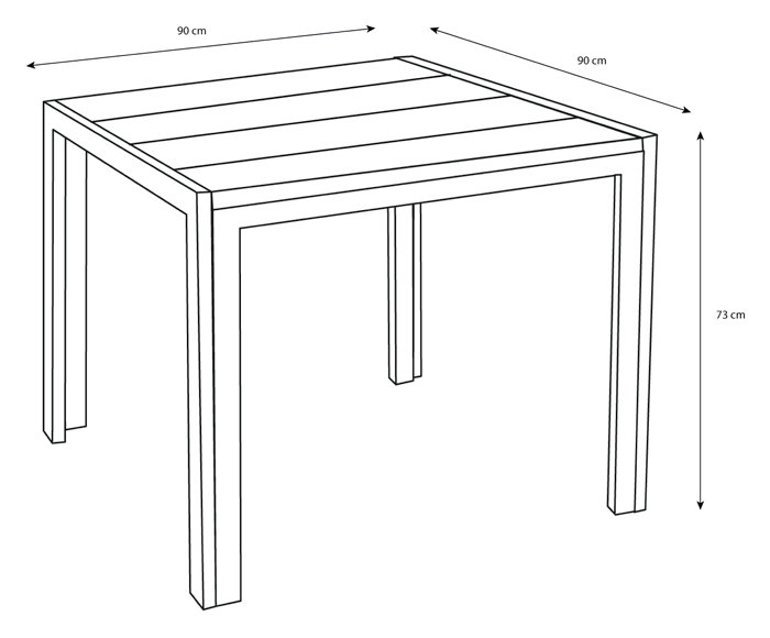 Havebord Havanna 90x90 cm i aluminium og nonwood - Sunlife