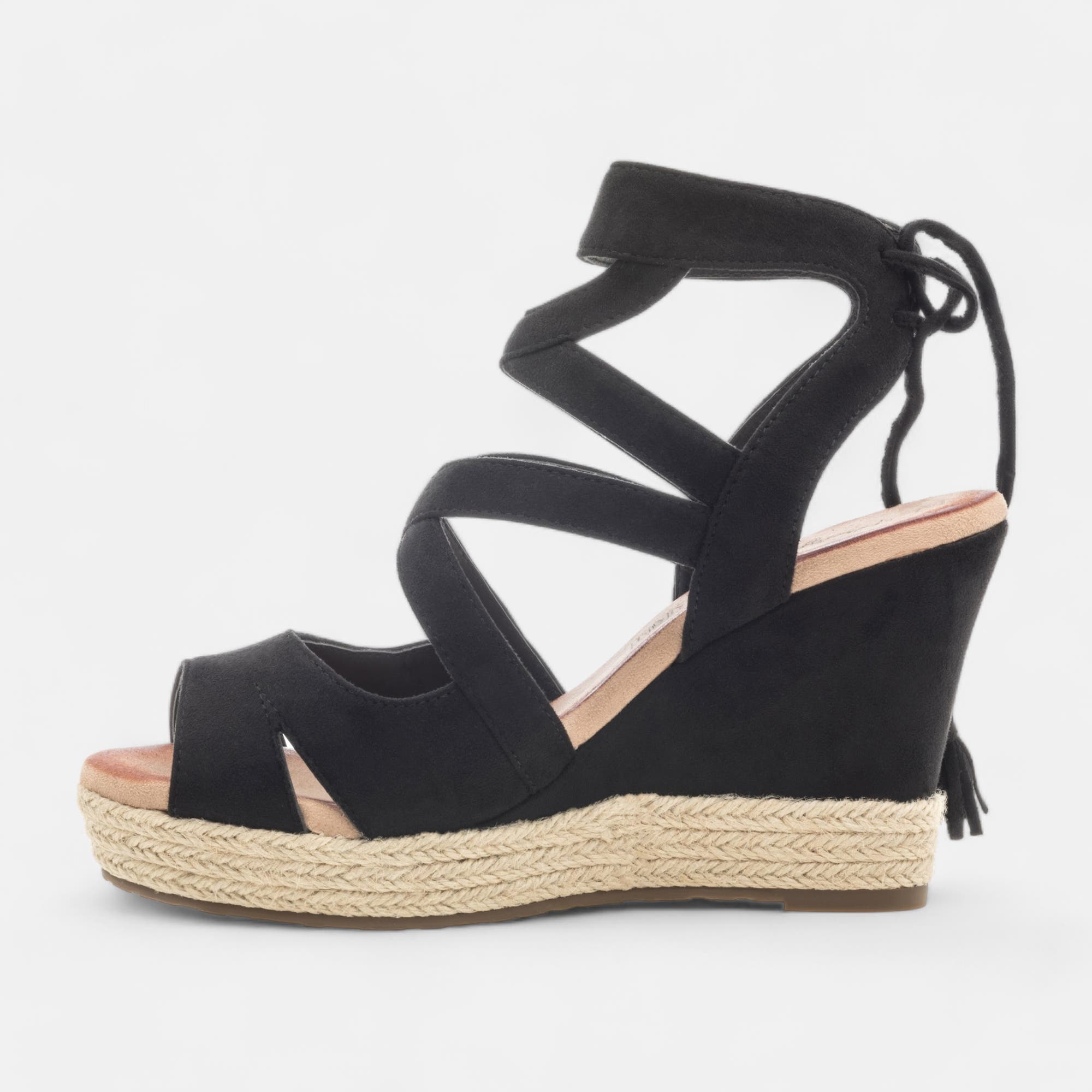 Nu-pieds à talon compensé Femme noir