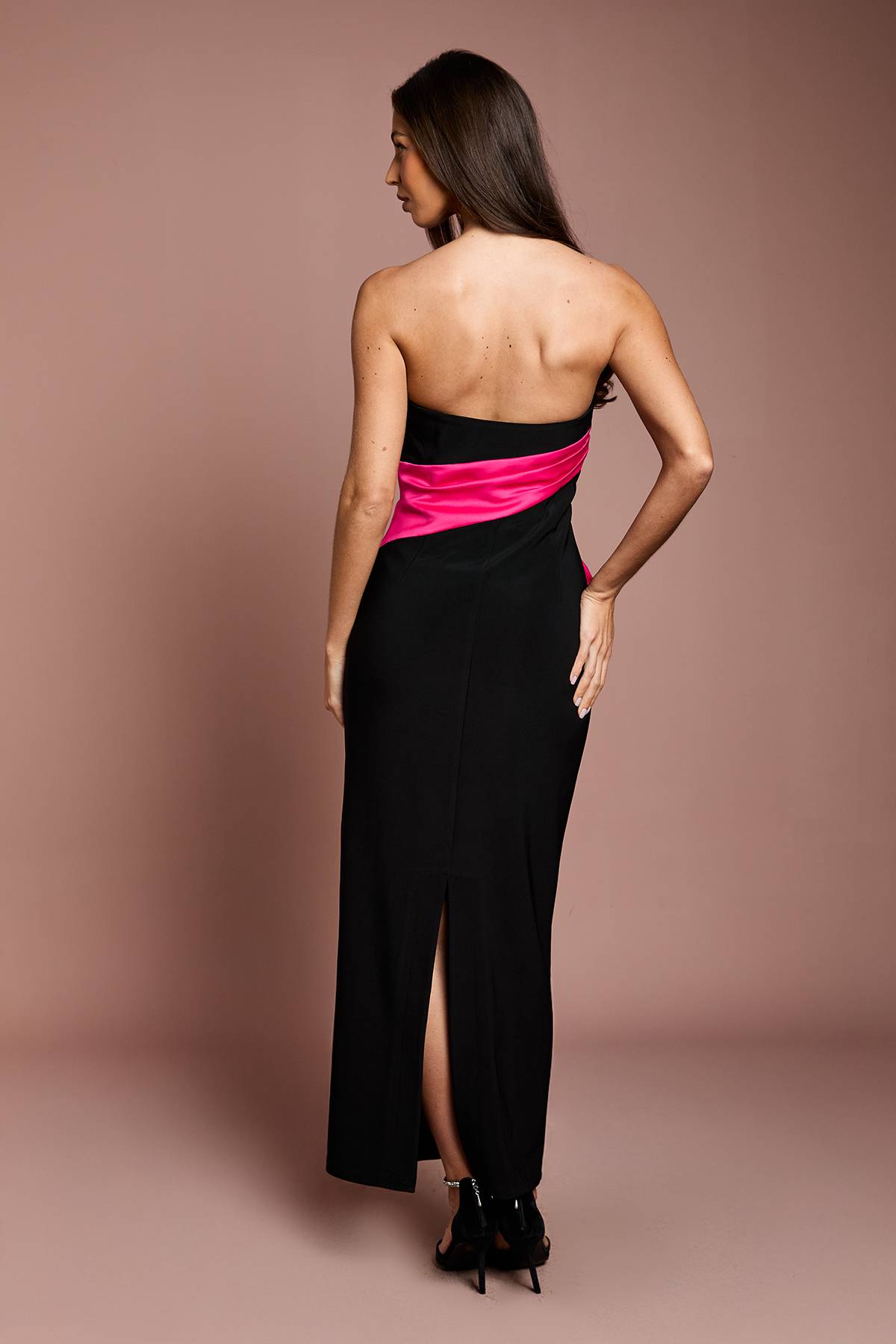 Coast Robe Longue Colonne Bandeau avec Détail Nœud Contrastant