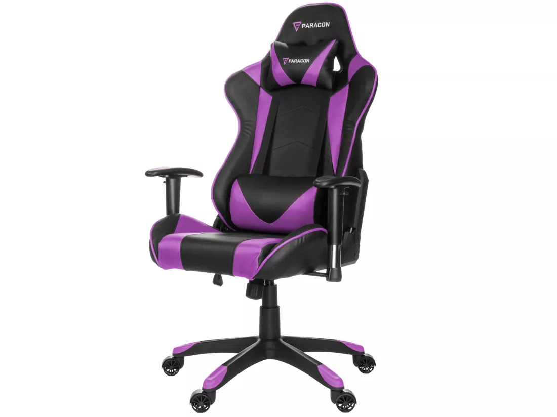Paracon Knight Fauteuil de gamer avec oreiller cervical et soutien lombaire, lila.