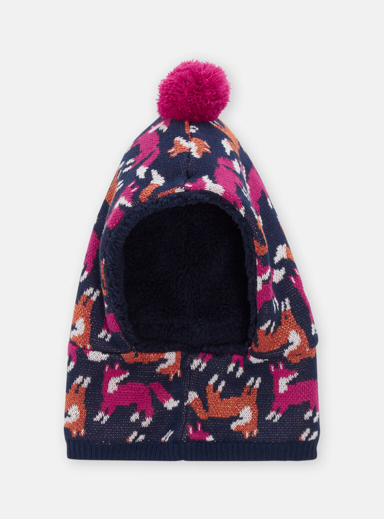 Cagoule marine à motif renard pour fille