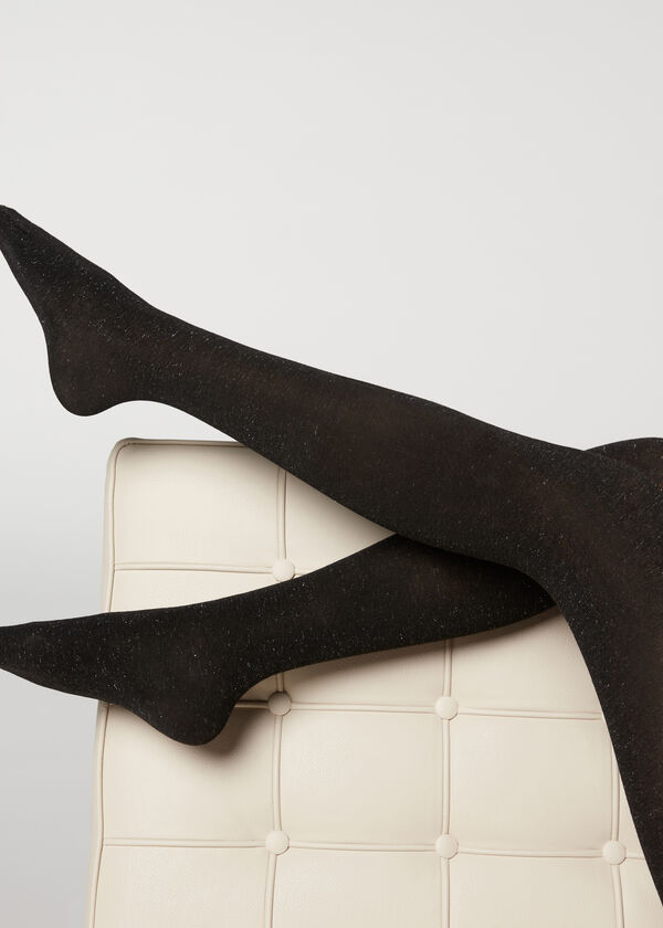 Meia-calça opaca de viscose com glitter