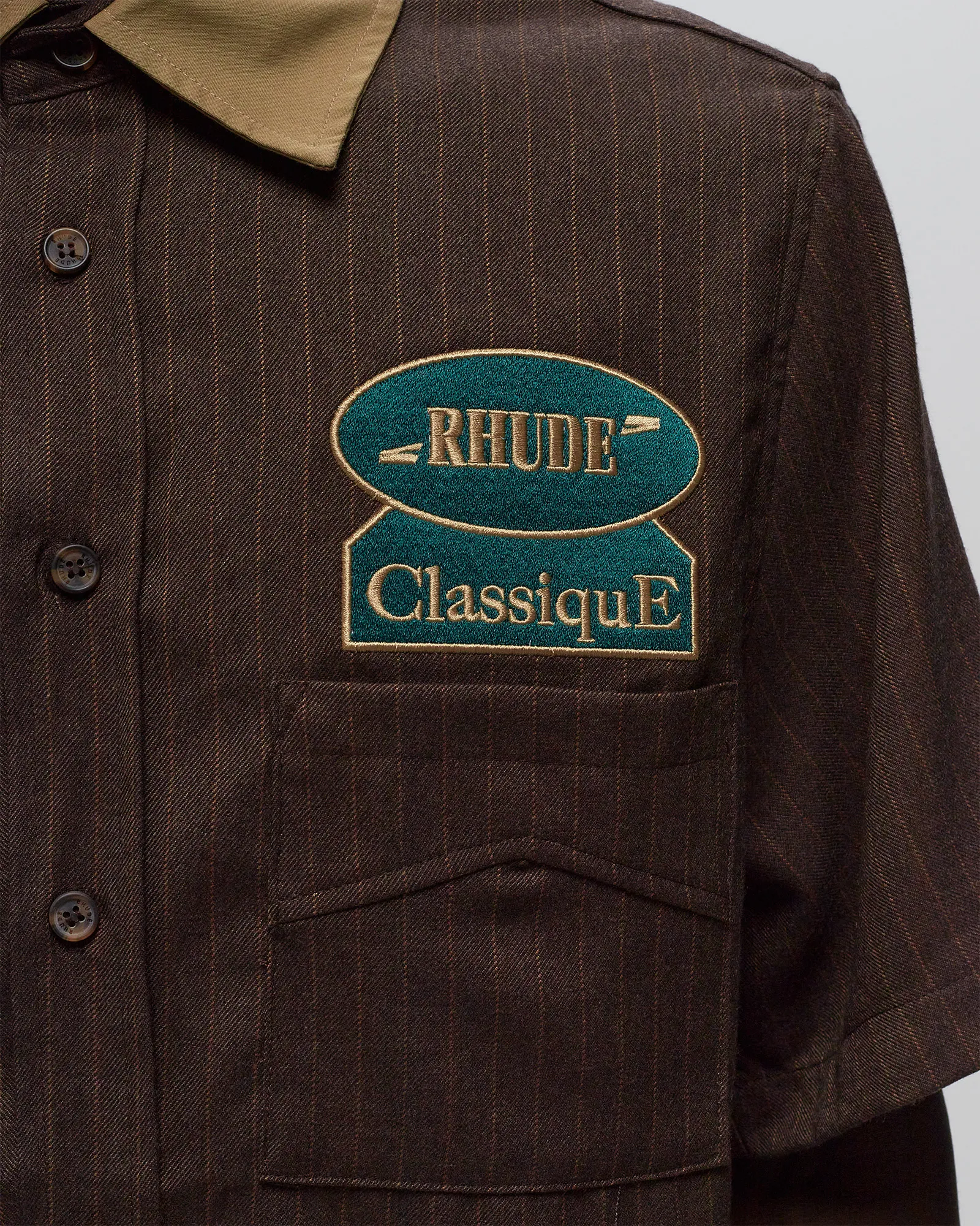 Rhude TWILL STRIPE MECHANIC SHIRT