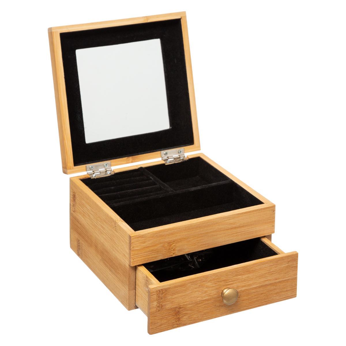 BOITE BIJOUX BAMBOU D.15X15X9.5CM