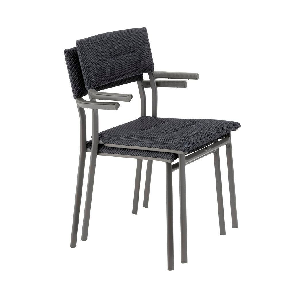 Set aus 1 Gartentisch für 4 bis 6 Personen und 4 Gartensesseln Oron HPL Fusain