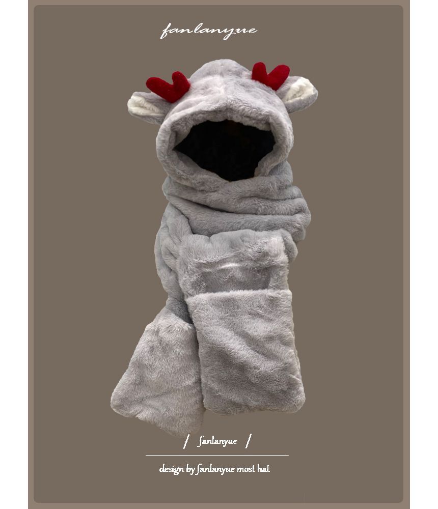 Zaalouk - Hertenhoorn Fluffy Hooded Scarf