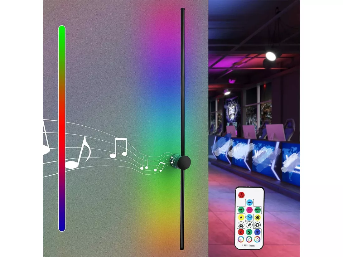 NETTLIFE Led lampe murale intérieure :lumière de l'étrier 100CM RGB Noir Musique Lampe de couloir