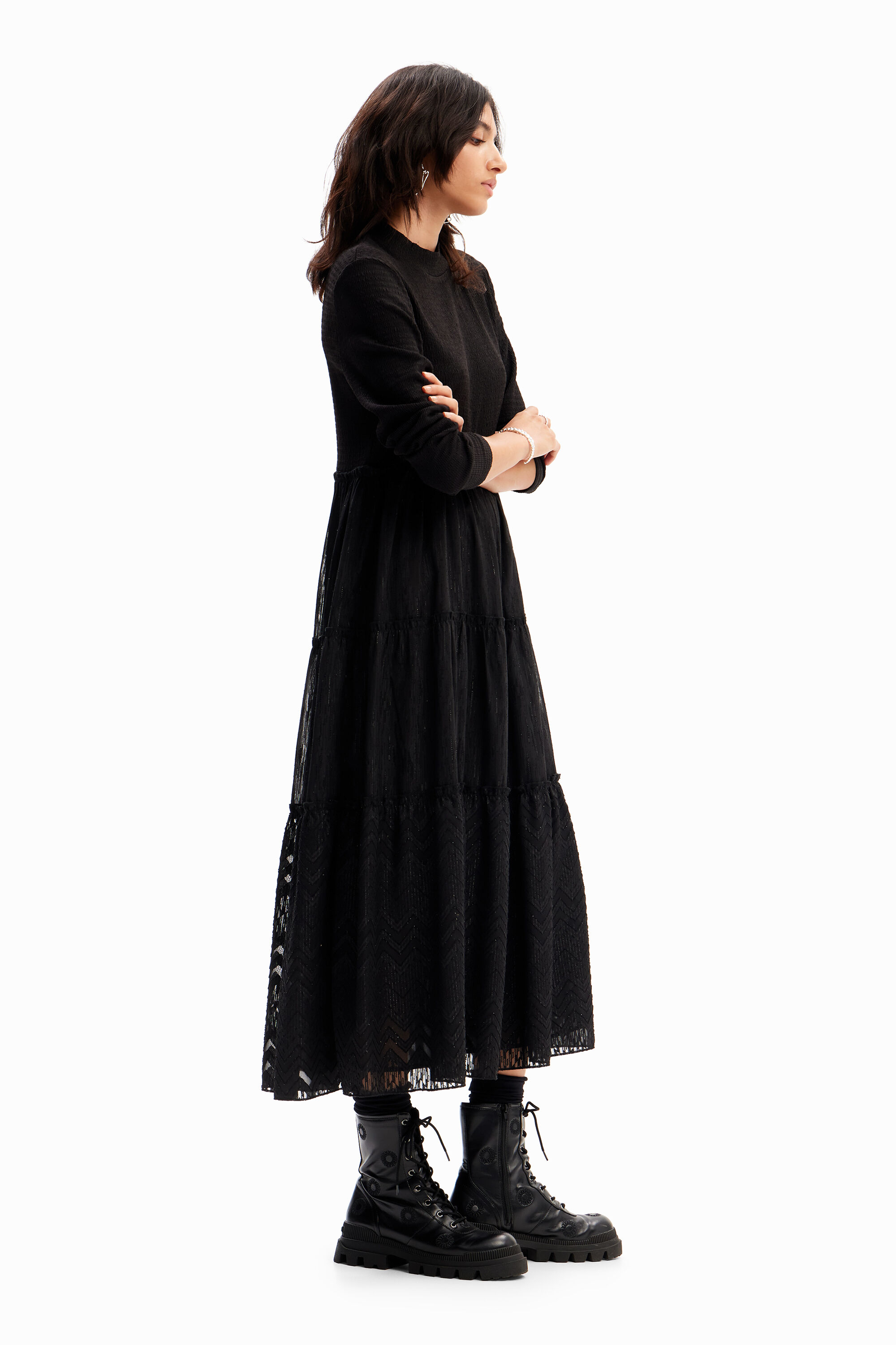 Vestido midi combinado