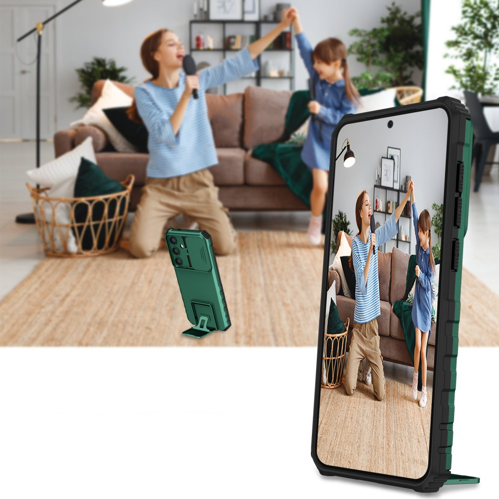 Samsung Galaxy S24 Hybrid Outdoor Hardcase Hülle mit Cam-Slider   Kickstand - Grün (Matt)