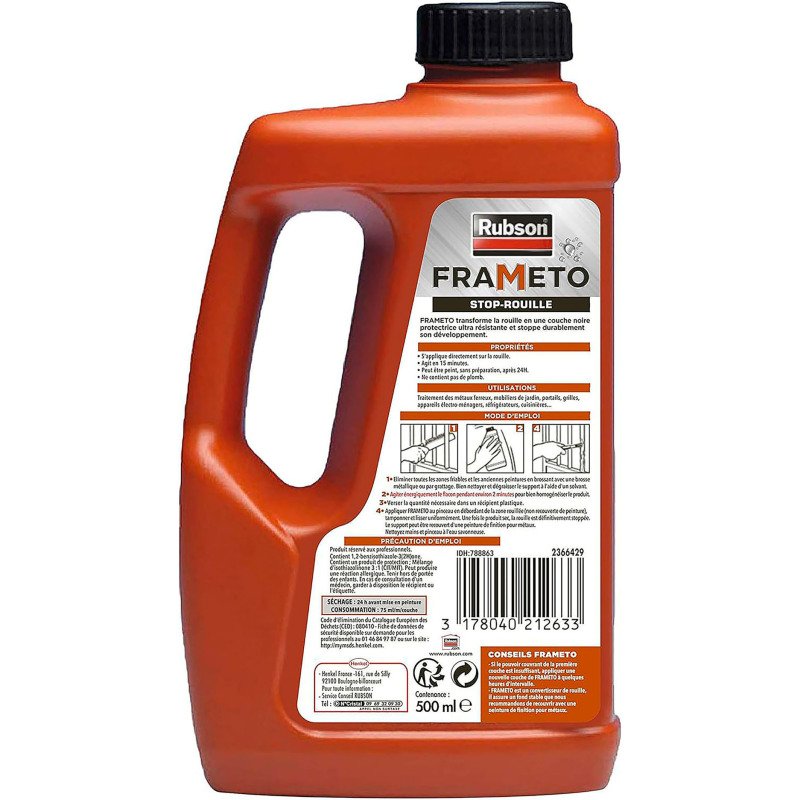 Traitement Frameto Anti rouille Rubson - Flacon de 500 ml