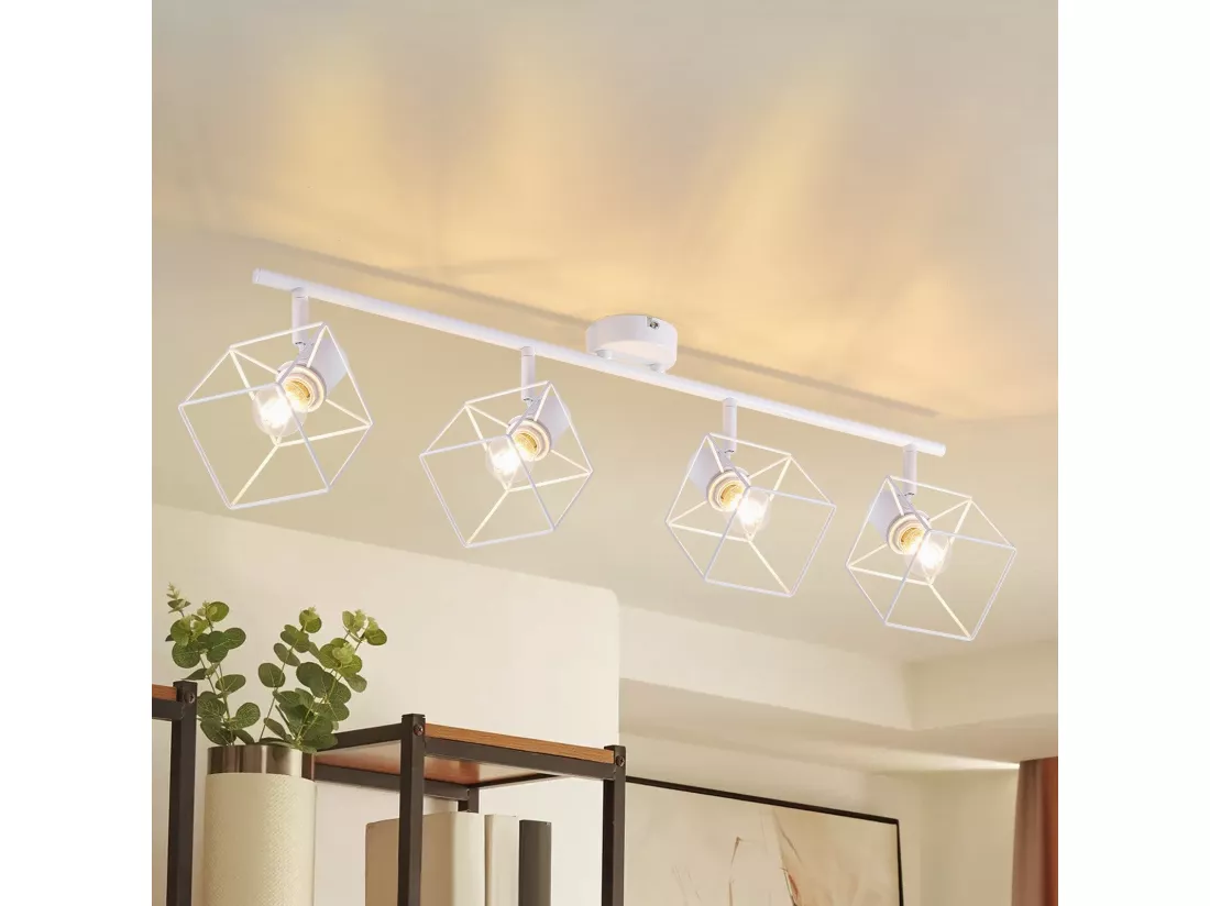 NETTLIFE Spot de plafond noir E14 plafonnier orientable à 350° vintage métal salon orientable sans ampoule