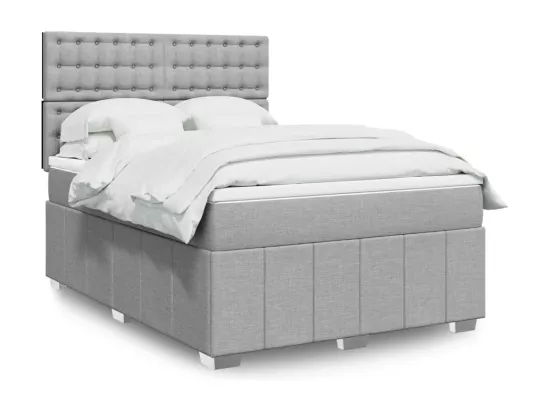 Sommier à lattes de lit avec matelas Gris clair 160x200cm Tissu